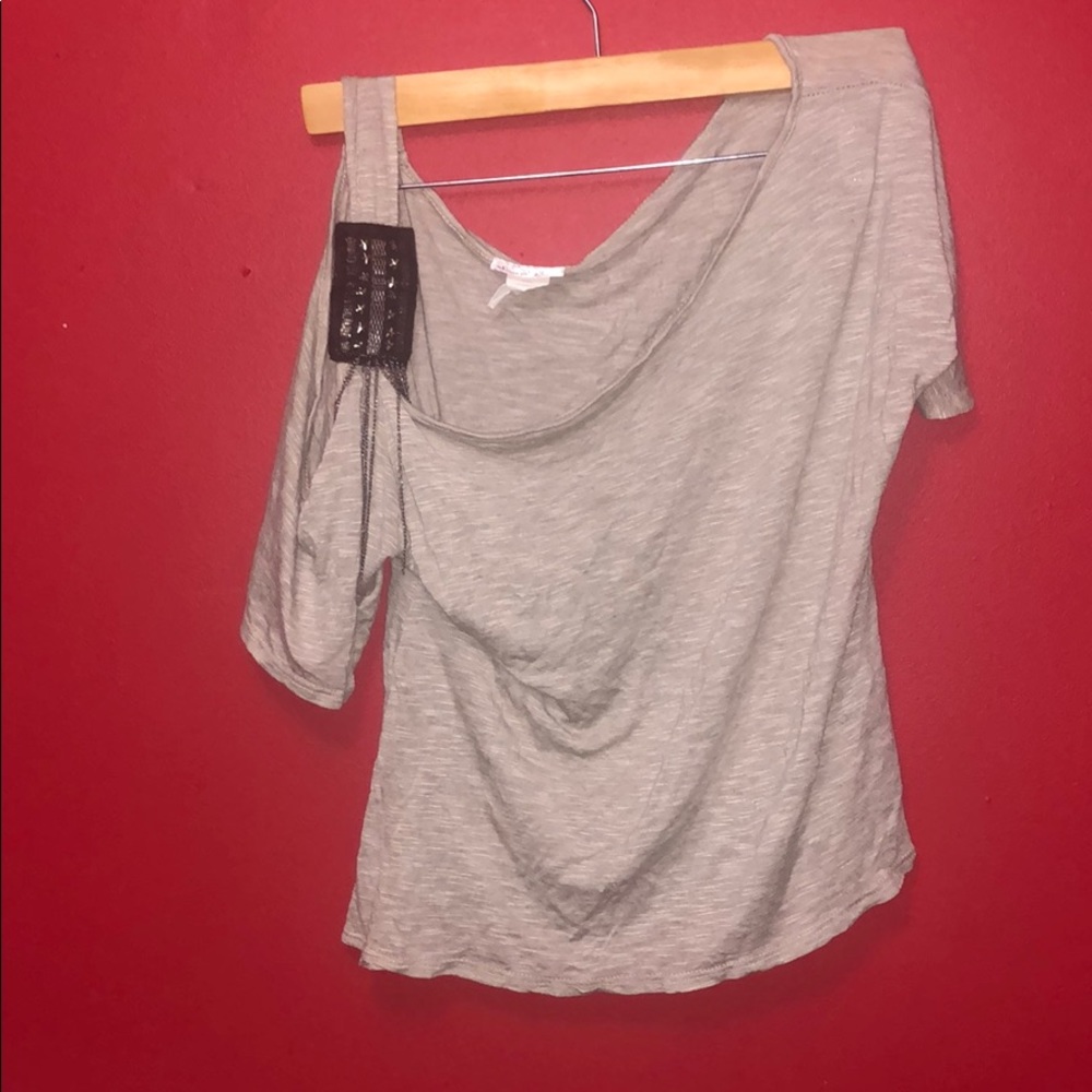 Fiona & Purple Crop Top Tee Gray Women’s Size L